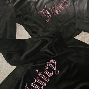 NWT Juicy Couture tracksuit set Black with Pink rhinestones L